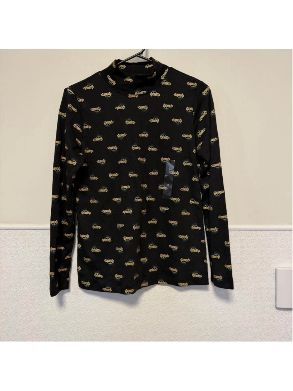 Women Karen Scott Turtleneck Sweater Small Black Gold Car Christmas Holiday New